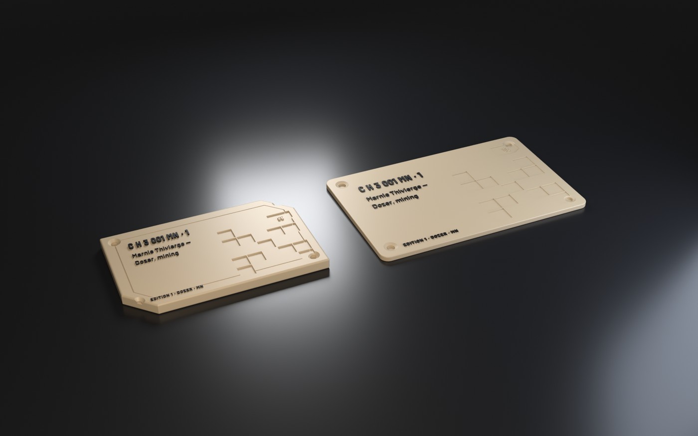 A rendering of the plate and the card side by side