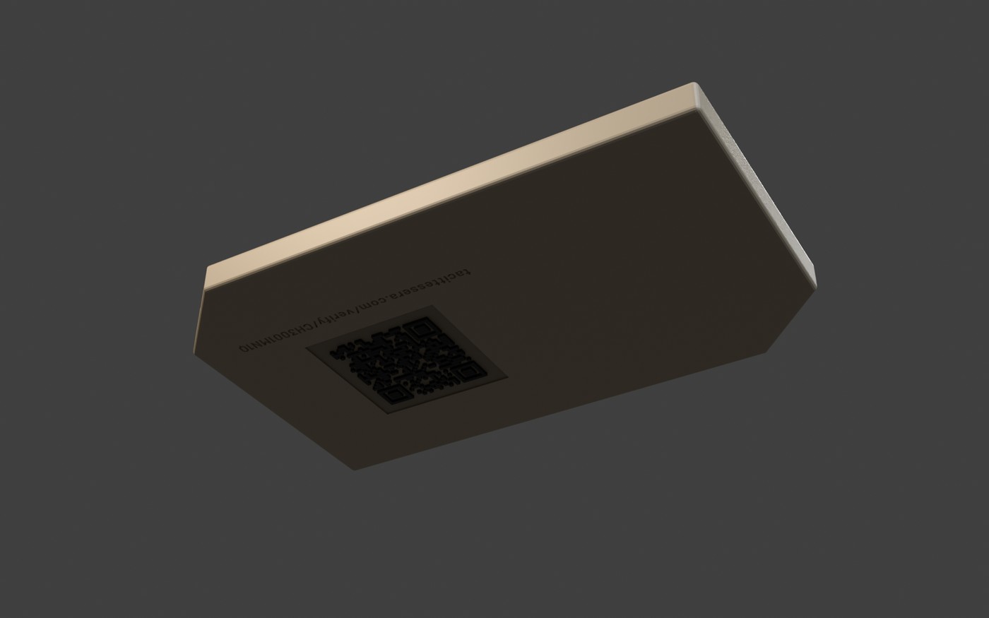 A rendering of the back of the plate, the verify address engraved